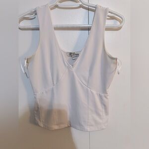 White Fitted Sleeveless Crop Tank Top